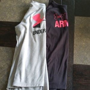 2 long sleeve girls Under Armour shirts